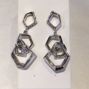 Sterling Silver Wht Sapphire Interlocking Earrings